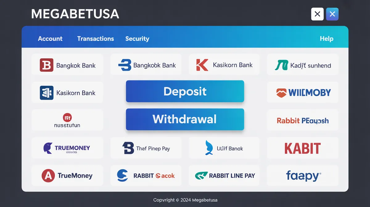 หน้าจอระบบฝาก-ถอนเงินของ MegaBetUSA