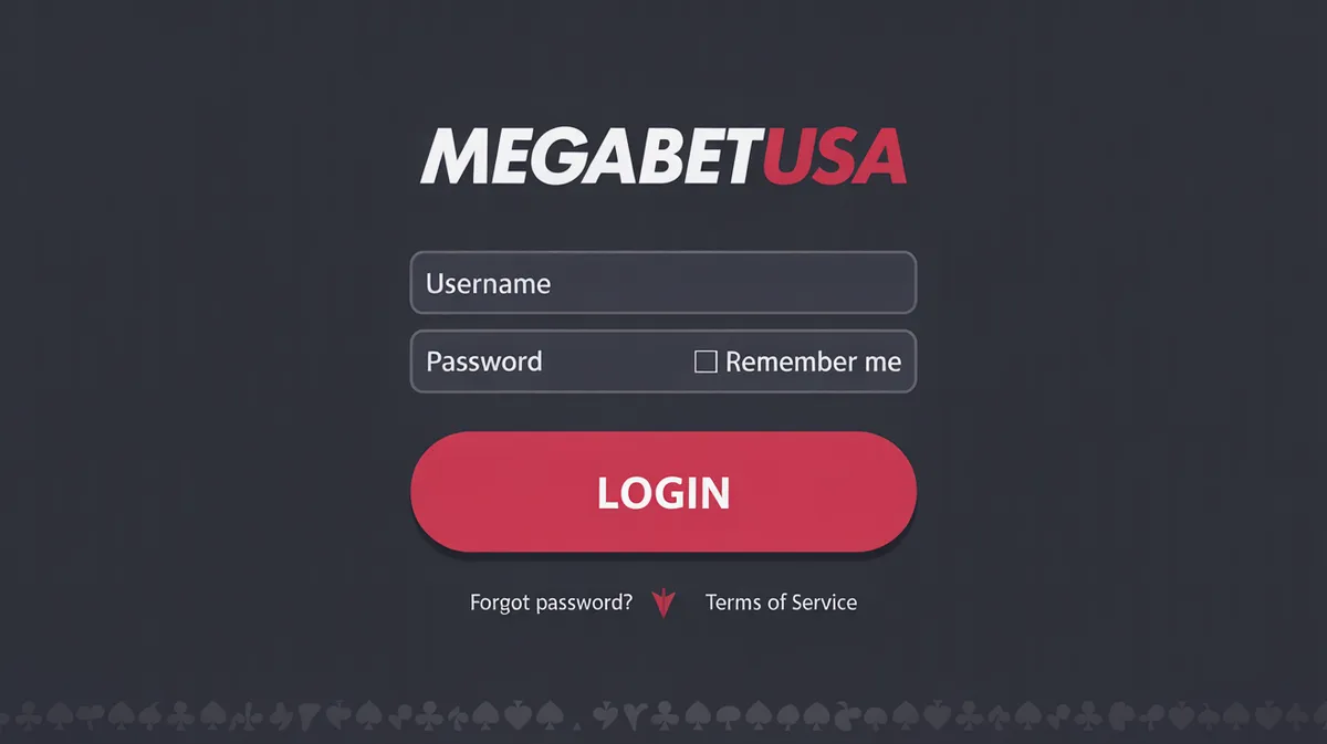 หน้าจอล็อกอิน MegaBetUSA พร้อมฟอร์มเข้าสู่ระบบ